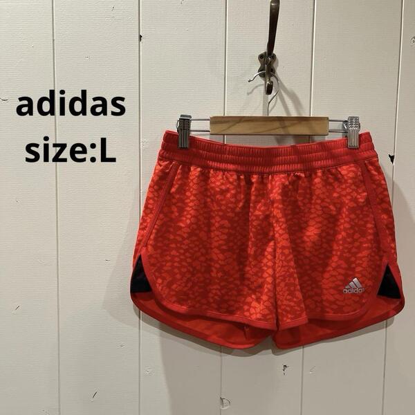 アディダス adidas ランニングパンツ ショート丈 インナーショーツ付 L
