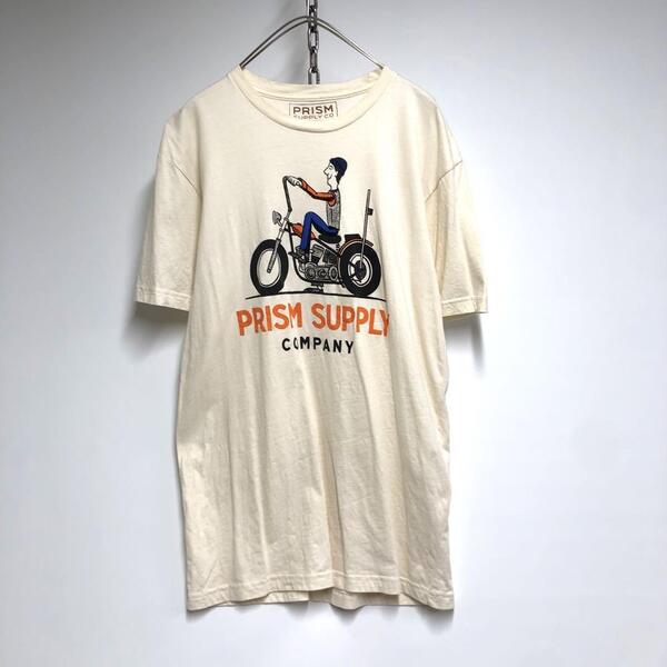PRISM SUPPLY CO アメリカンバイク 半袖Tシャツ オフホワイト L