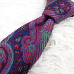 美品 ETRO エトロ ペイズリー柄 ネクタイ シルク100% 絹100% パープル イタリア製
