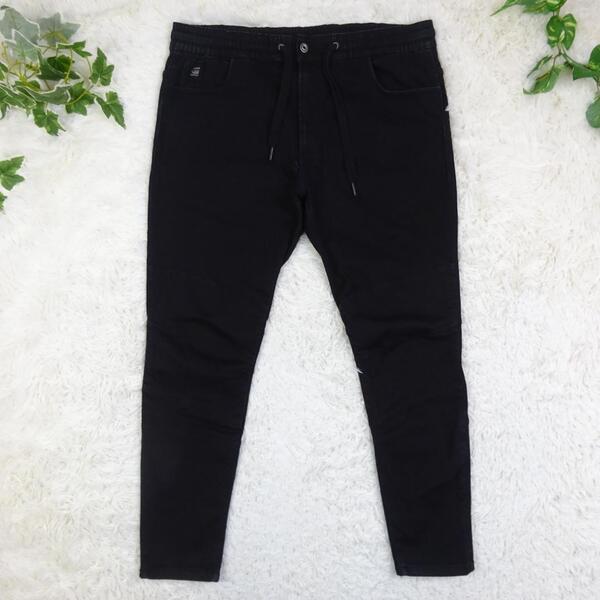 美品現行 G-STAR RAW ジースターロウ MOTAC DDC SLIM TRAINER 3D立体裁断ストレッチスリム ブラックデニムパンツ 36 黒