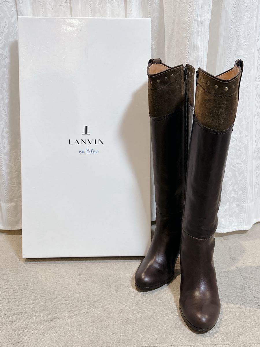 お6☆ LANVIN ロングブーツ レザー 23 プラウン 箱付き お6☆ LANVIN ロングブーツ レザー 23 プラウン 箱付き