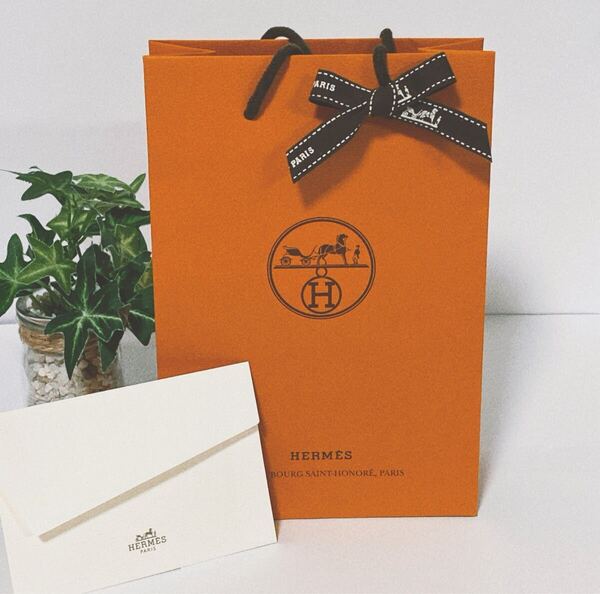 エルメス 「HERMES」ショッパー ミニ封筒付き (4647) 正規品 付属品 ショップ袋 ブランド紙袋 15×22×7cm 折らずに配送