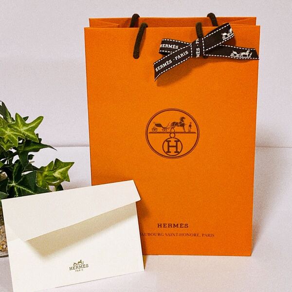 エルメス 「HERMES」ショッパー ミニ封筒付き (4646) 正規品 付属品 ショップ袋 ブランド紙袋 15×22×7cm 折らずに配送