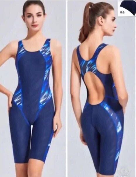 M レディース競泳水着 帽子付 フィットネス スイムウエア トレーニング 新品