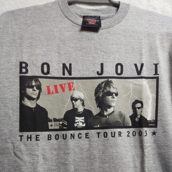 BON JOVI/ボン・ジョヴィ ツアーTシャツ「 THE BOUNCE TOUR 2003」 ☆灰色 (グレー)☆S サイズ☆中古品☆未使用☆1点☆男女兼用