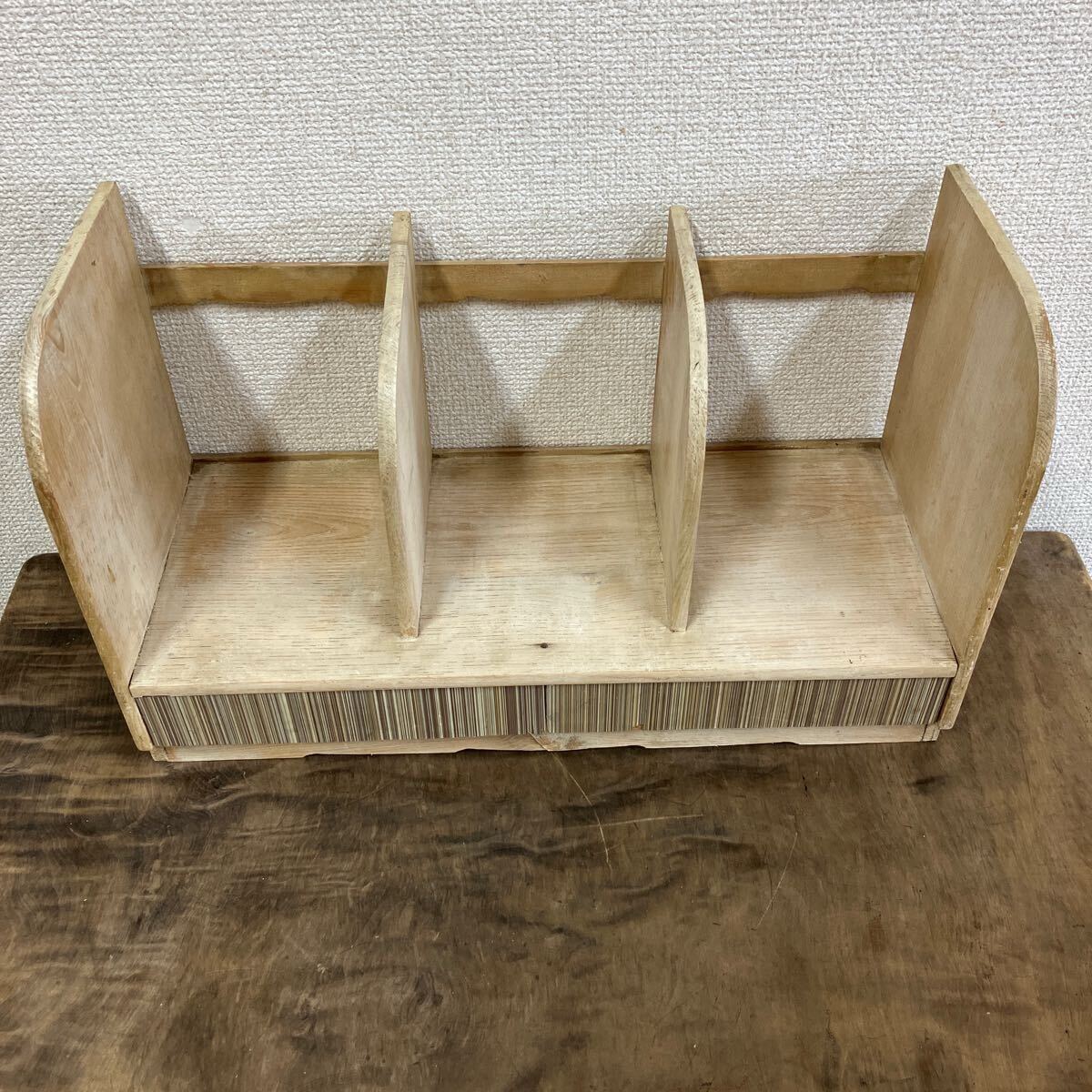 昭和レトロ ミッドセンチュリー くさび型 楔棚 木製オープン