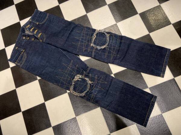 ◇クリストファーネメス NEMETH 立体裁断デニムパンツ ダメージ加工 ステッチ加工 クロップドパンツ(1)◇