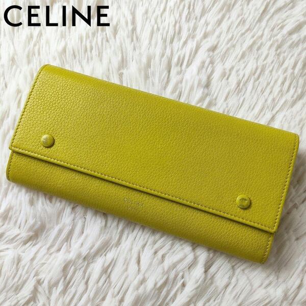 美品 CELINE セリーヌ ラージフラップマルチファンクション 二つ折り 長財布