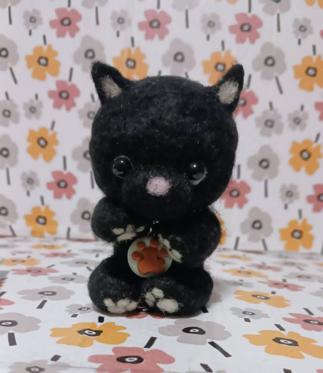 Yahoo!オークション -「黒猫」(羊毛フェルト) (ぬいぐるみ)の Yahoo!オークション -「黒猫」(羊毛フェルト) (ぬいぐるみ)の