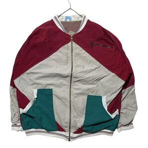 フルジップジャケット ブルゾン 配色切替 裏メッシュ ジップポケットe21① XL相当