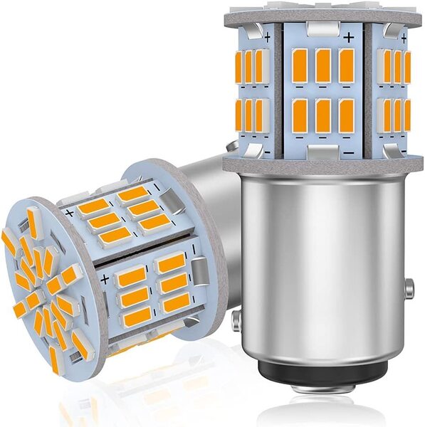 『送料無料』12V-24V車用 S25 ダブル球 アンバー BAY15D P21/5W LEDバルブ汎用 超高輝度 54連SMD テールライト ブレーキ 2個 GO ランプ