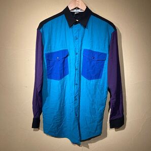 ★送料込み★ 90's ヴィンテージ 古着 POLICY クレイジーパターン レーヨンシャツ レーヨン混 マルチカラー