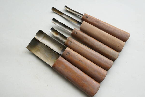 2404_1【送料無料】丸鑿 彫刻鑿 6本セット japanese carpenter chisel nomi
