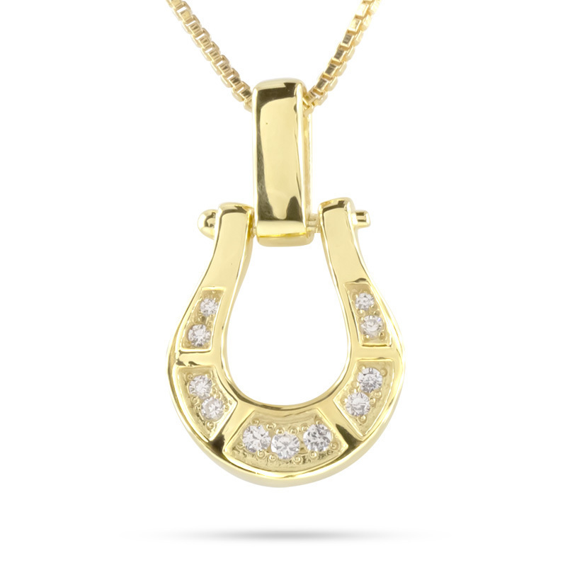 ゴールド ネックレス トップ ダイヤモンド 馬蹄 リバーシブル メンズ 10金 