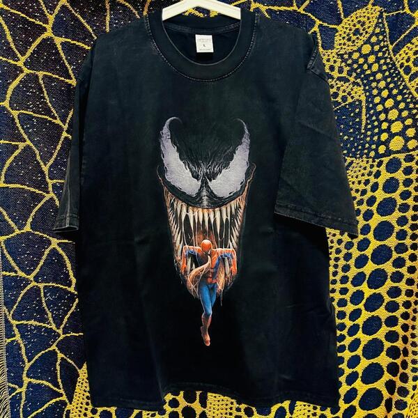 ヴェノム ベノム 悪役 メンズ 半袖 ティーシャツ 新品 映画 L XL スパイダーマン VENOM マーベル ハイデザイン ウォッシュ加工