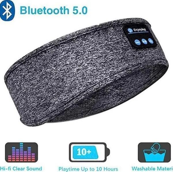 スマートフォンBluetooth5.0 イヤホンスポーツ睡眠へッドバンド(グレー)