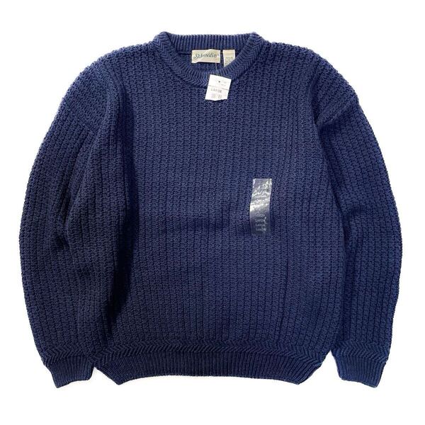 dead stock nos 90s st johns bay コットンニット ラミー 畦編み 80s ビンテージ usa old デッドストック セーター セントジョンズベイ 70s