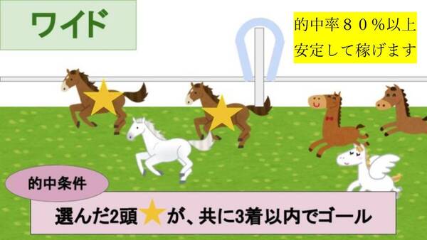 【ワイド】★ワイド馬券で誰でも簡単に的中できる方法★少額投資で安定して稼げます★通算的中率80%以上★