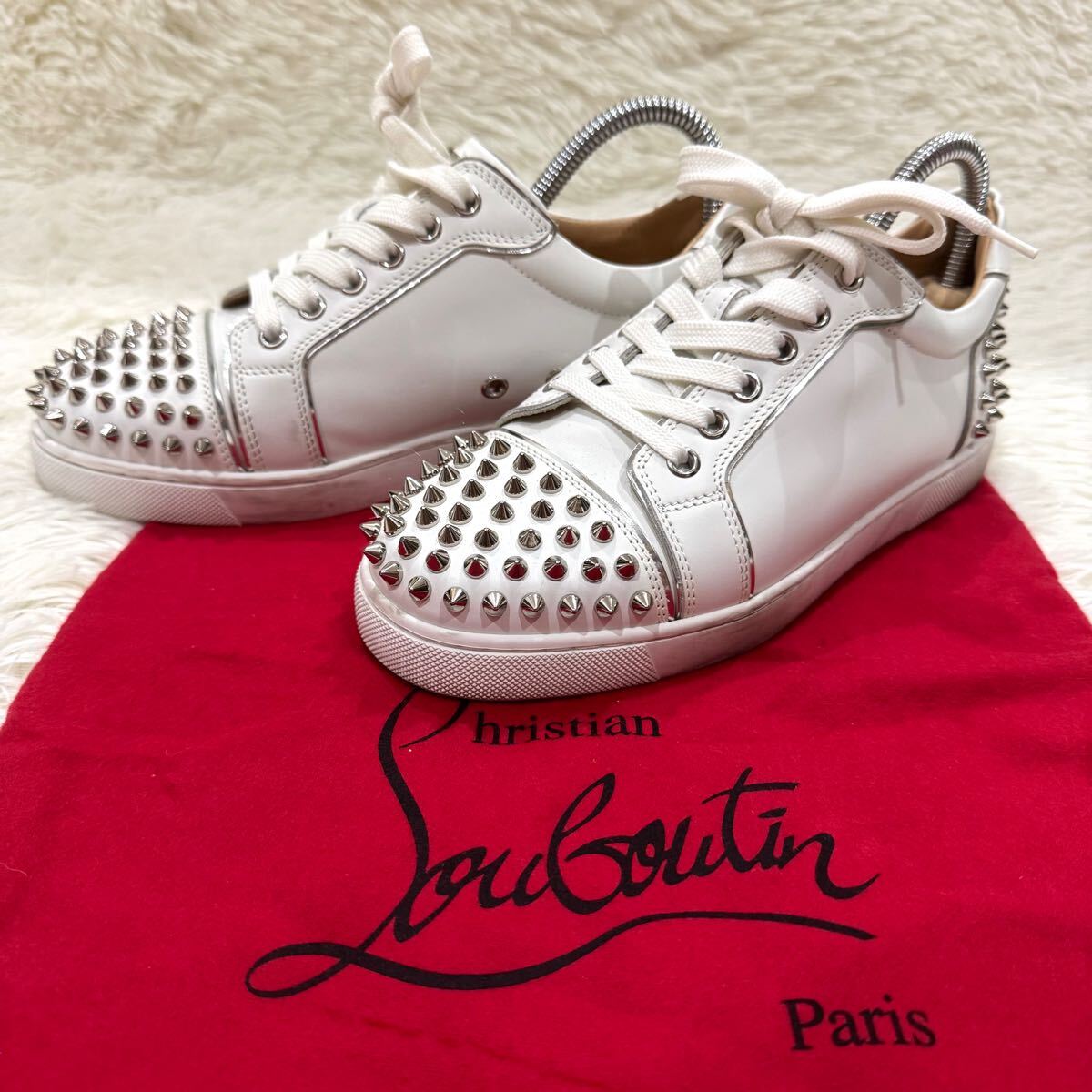 ルブタン 正規品 スパイク スニーカー 36 キスマーク Louis Spikes ブラック カーフレザー - Shoes - Men - Christian