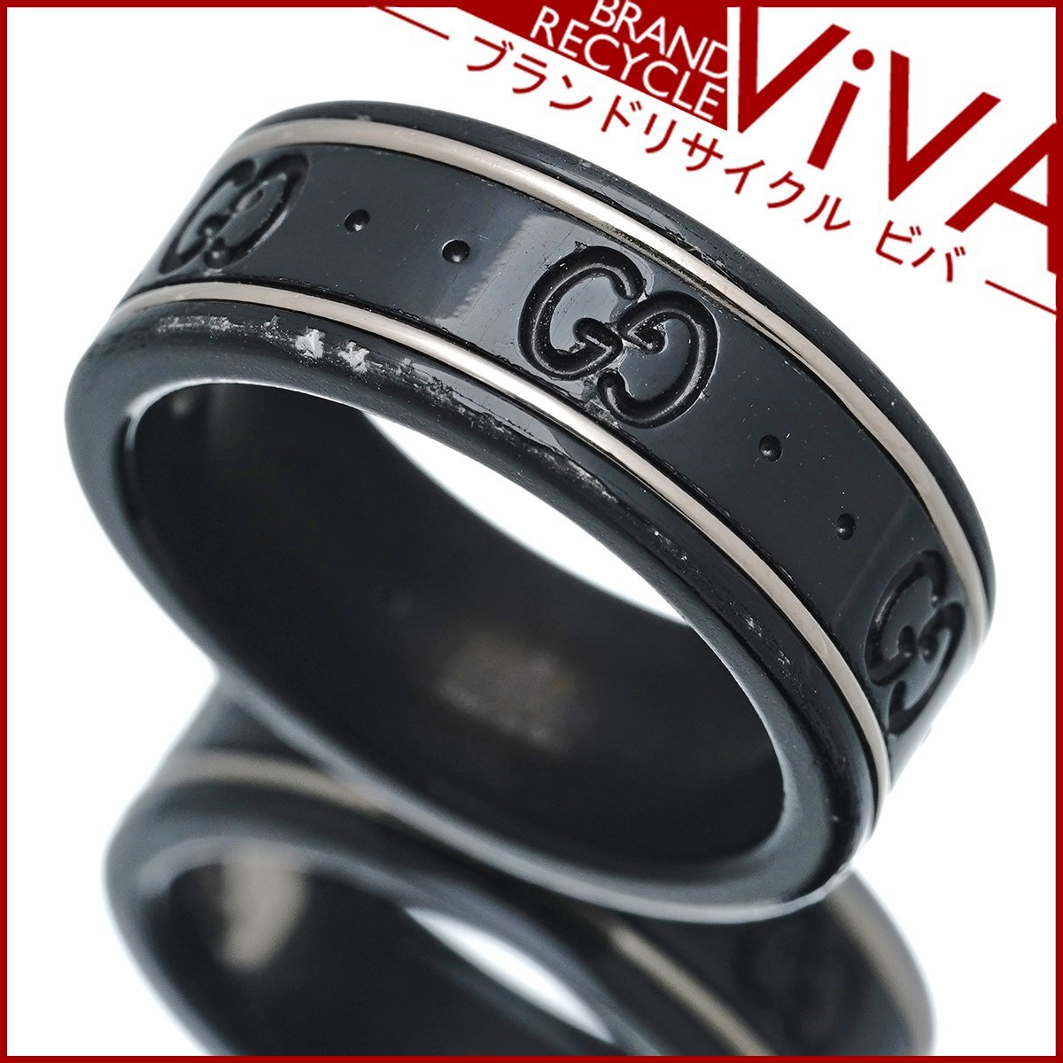 GUCCI アイコンリング 12号 K18WG グッチ GUCCI アイコンワイド リング・指輪 12号 18金 K18