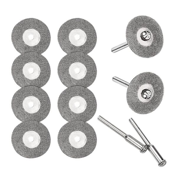 【次回入荷なし】ミニダイヤモンドカッター 直径22mm 10枚入り 2.35mm軸2本付 3mm軸2本付 YFFSFDC ダイヤモ