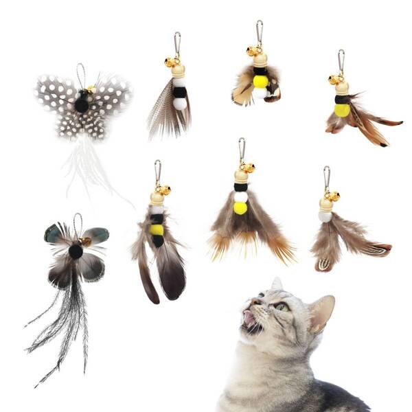 【売れ筋商品】おもちゃ 猫じゃらし 羽根 ねこ玩具 猫 昆虫 蝶々 SONGWAY 大飛ぶ虫 8個交換用