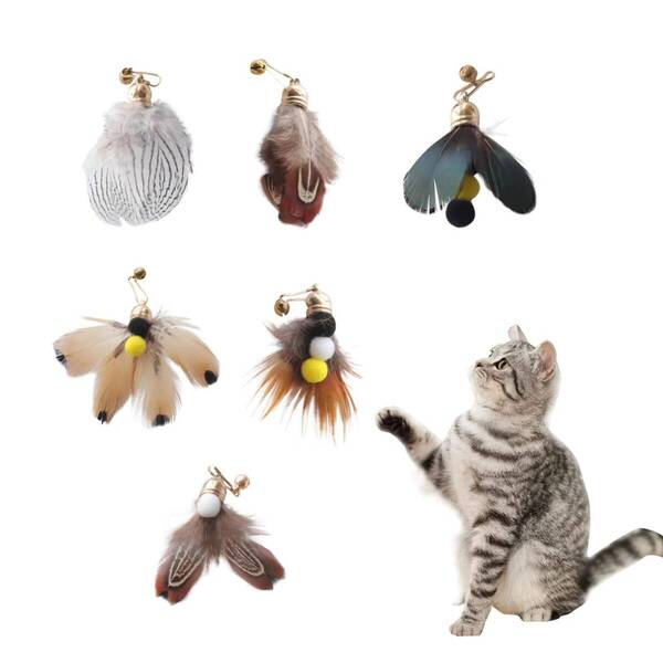 【売れ筋商品】蝶々 昆虫 大飛ぶ虫 羽のおもちゃ 猫じゃらし 6点セット おもちゃ 交換用おもちゃ 猫 猫遊び用品 BTtime