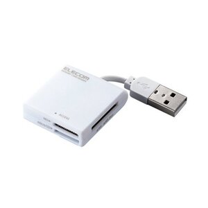 メール便発送 エレコム カードリーダライタ USB2.0対応 ケーブル固定 SD+MS対応 ホワイト MR-K009WH