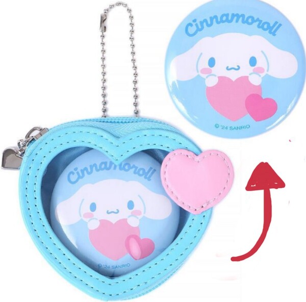 ★〈新品タグ付き〉Sanrio サンリオ シナモロール バッジ付き ミニポーチ キャラクター大賞第3弾 カラフルハートシリーズ 推し活 ★