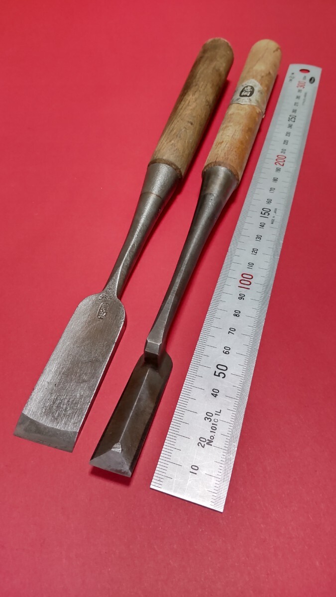 ☆未使用品☆忠綱 面取 赤樫柄 10本組 最高級鏨 たたき蚤 ノミ