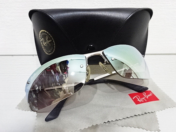 廃盤 人気 美品 RAYBAN RB3183 TOP BAR 003/Z1 63口15 2N 青 ブルーグラディエントミラー グラデーション レイバン サングラス B'z 稲葉