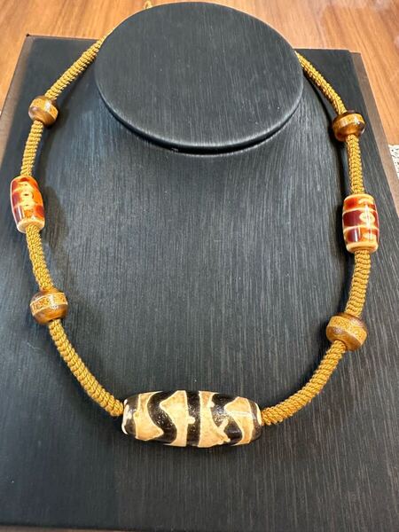 T-715 天珠 虎牙天珠 ネックレス 風水 開運 魔除け 鉱物 浄化