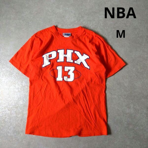 NBA tシャツ バスケ BIGロゴ ORANGE 海外製 Mサイズ 古着 バスケット