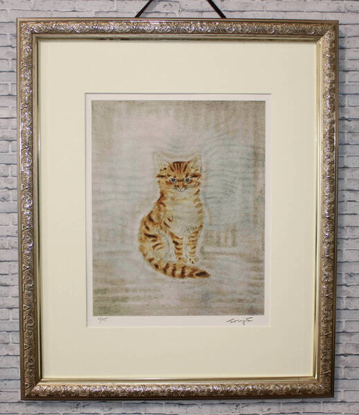 藤田嗣治 エスタンプリトグラフ「茶色い猫」75部限定