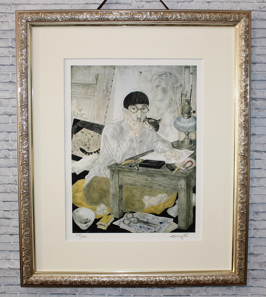 藤田嗣治 エスタンプリトグラフ 「自画像」168/250