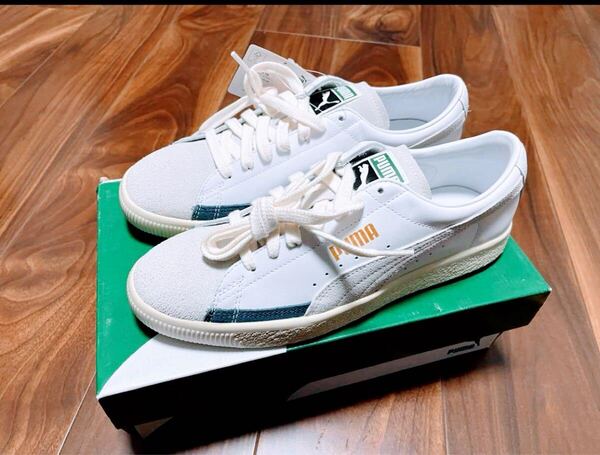 Puma Basket 90680 L ホワイト/ダークデニム 27.5cm スウェード クライド バスケット パレルモ 90681