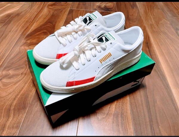 Puma Basket 90680 L ホワイト/ハイリスクレッド 27.5cm スウェード クライド バスケット パレルモ 90681