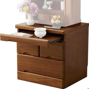 【必要な時に拡張できるスライド棚付き、お供物やお鈴も快適に配置可能】仏壇台 幅46cm 天然木 完成品 モダンデザイン シンプル