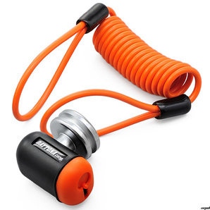 【持ち運びに便利で、外出先でも簡単に携帯できる】バイク用ディスクロック 直径13mm コンパクト スパイラルケーブル付属 オレンジ