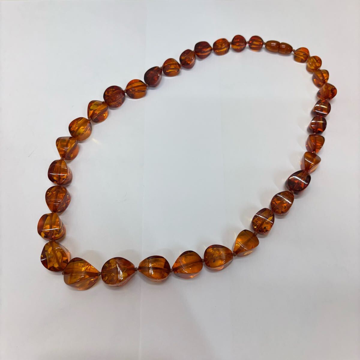 新品】天然琥珀ネックレス＊こはく＊コハク＊アンバー＊大ぶり