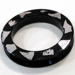 ★艶やかな蒔絵の美★会津塗 木製漆塗 駒型ブレスレット 凹 黒塗 箔ちらし★送料無料