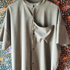 BASIS BROEK サマーウール バンドカラー半袖シャツ『DEEDY』2