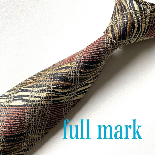 ネクタイ Full Mark 日本製 SILK 総柄 ブラウン系 個性的 シック ビジネス メンズ 即決