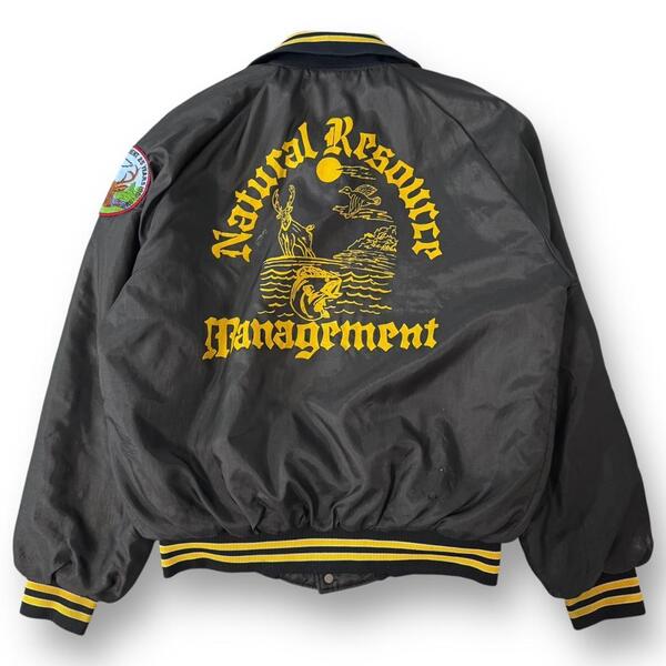 90s ナイロンスタジャン オールドイングリッシュ アメカジ バックプリント
