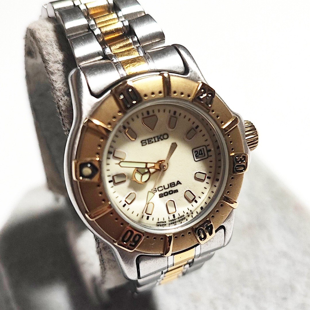 【外観美品/新品電池】 SEIKO SCUBA ダイバー レディース 腕時計 美品☆新品電池SEIKO SCUBA 200m レディース腕時計☆稼働品