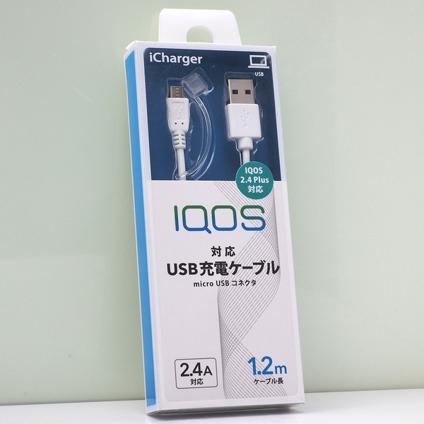 PGA iCharger microUSBケーブル (micro USB - Type A) 1.2m IQOS対応 USB充電ケーブル マイクロUSBコネクタ 2.4A対応 ホワイト 白 未使用品