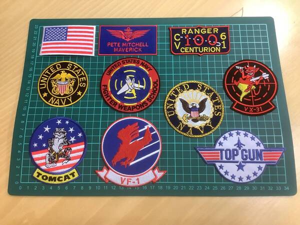 アイロンワッペン military アメリカ海軍トップガン軍隊 MA-1 卒業後ワッペン他 送料無料