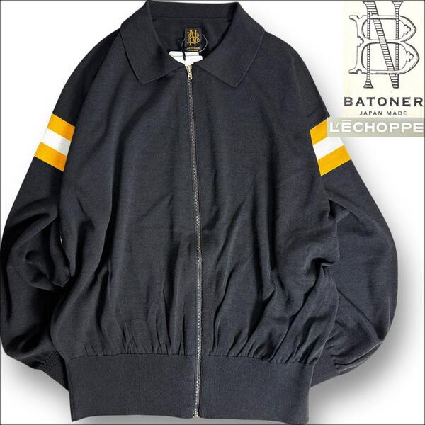 J7325 新品 バトナー レショップ別注 シルクミックス ジップアップニット ブラック M L'ECHOPPE BATONER