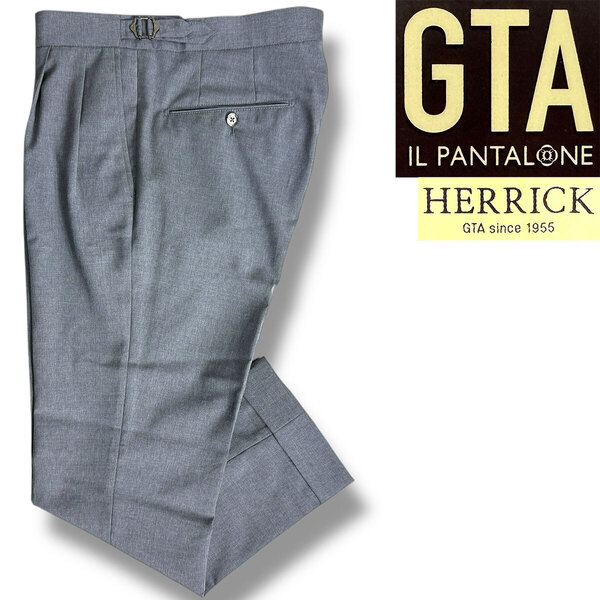 J7226 美品 GTA エリック HERRICK 2プリーツサイドアジャスターパンツ グレー 46