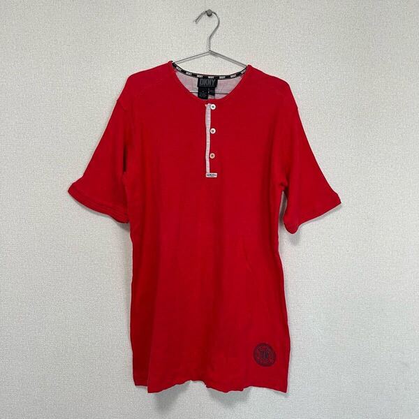 DKNY Tシャツ レッド M カットソー ダナキャランニューヨーク ディー ケイ エヌ ワイ 長丈 ビンテージ 古着 ヴィンテージ 香港製